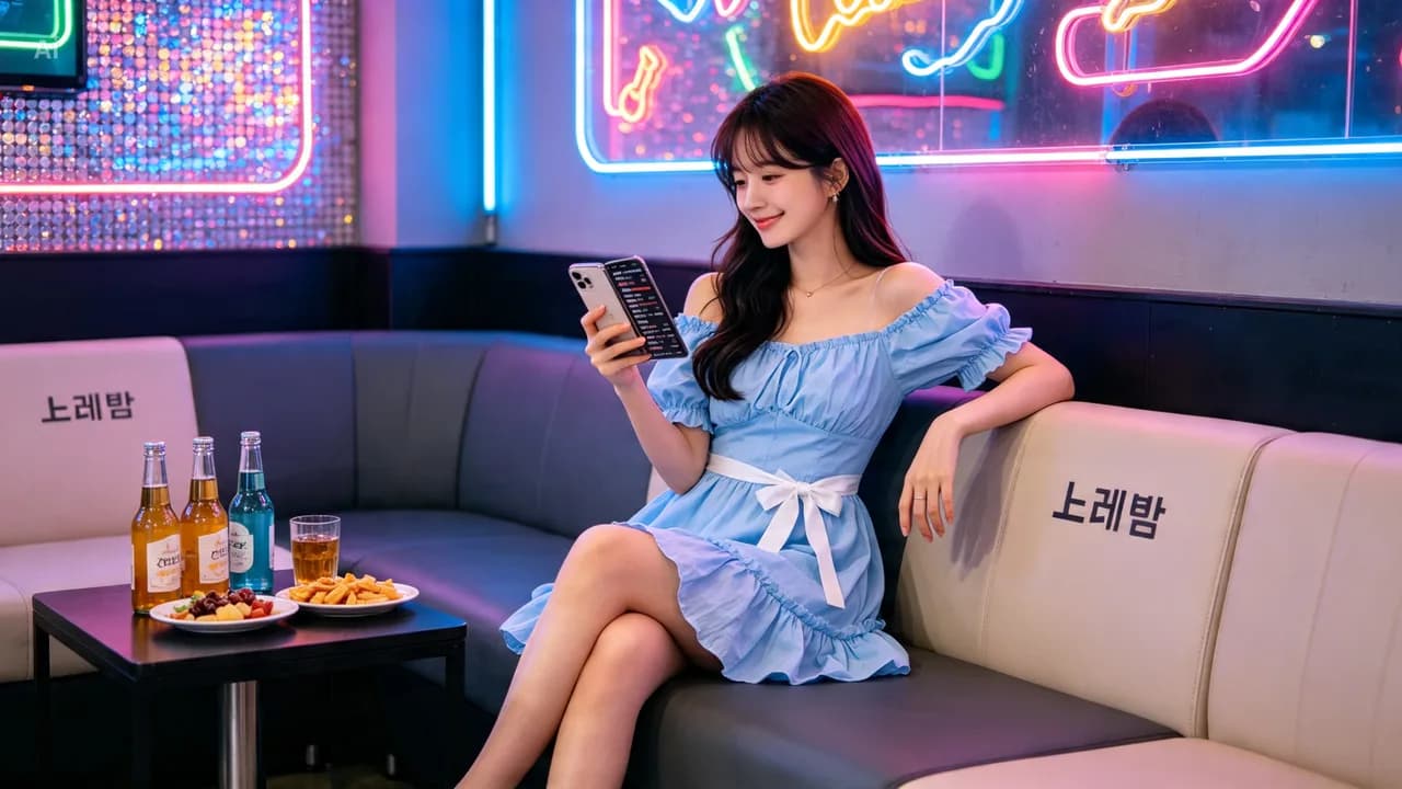 부산역점 노래방 파티룸에서의 생일 축하 장면
