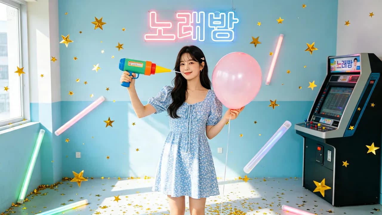 부산역점 파티 분위기 속 신나게 노래하는 모습