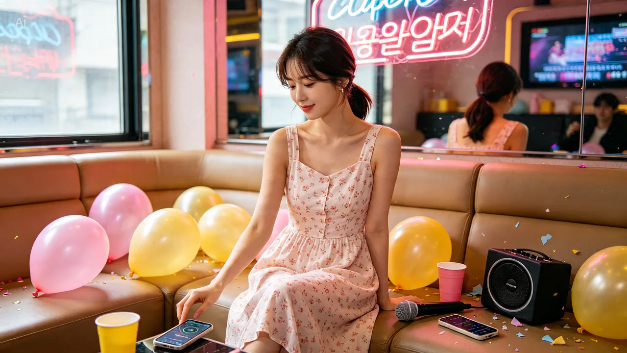 부산역점에서 풍선을 불며 즐거워하는 모습