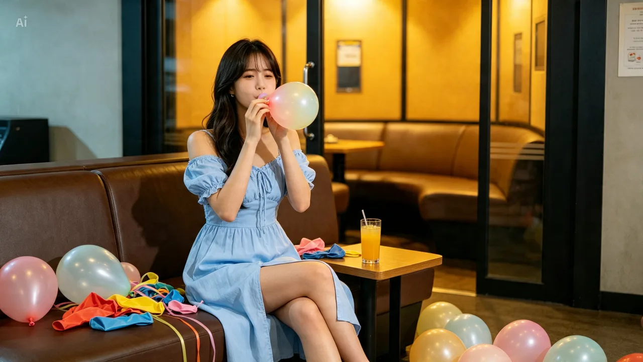부산역점 노래방 파티를 즐기는 모습