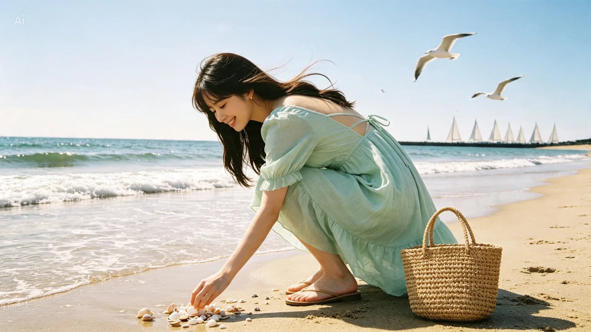 광안리 해변에서 여유로운 오후를 보내는 모습