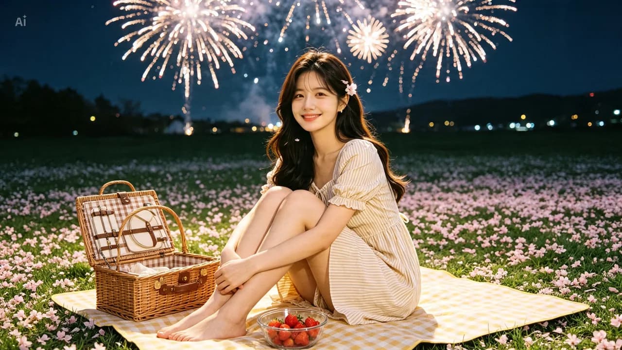 명지 벚꽃 야시장을 둘러보는 모습