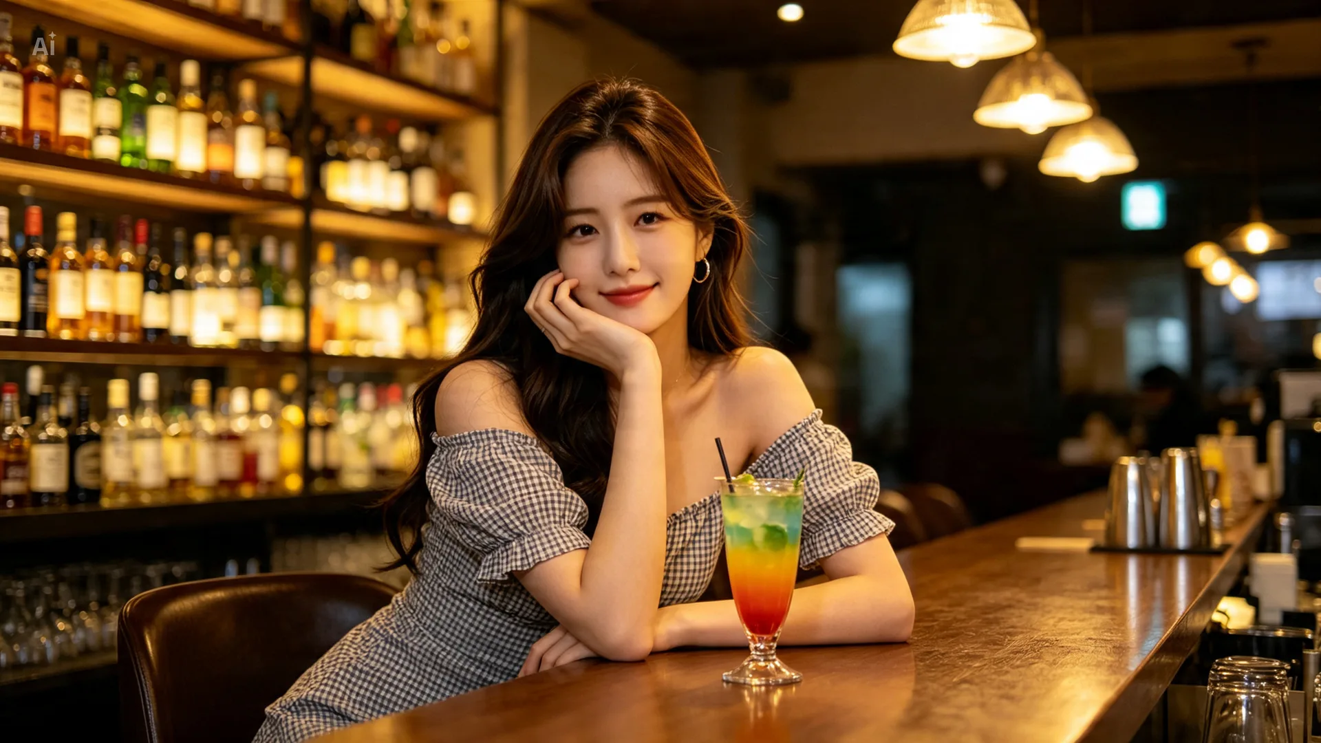 서면 바에서 칵테일 한 잔을 즐기는 모습