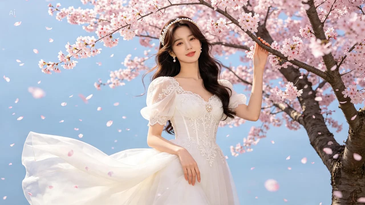 수영 벚꽃 아래에서의 스냅