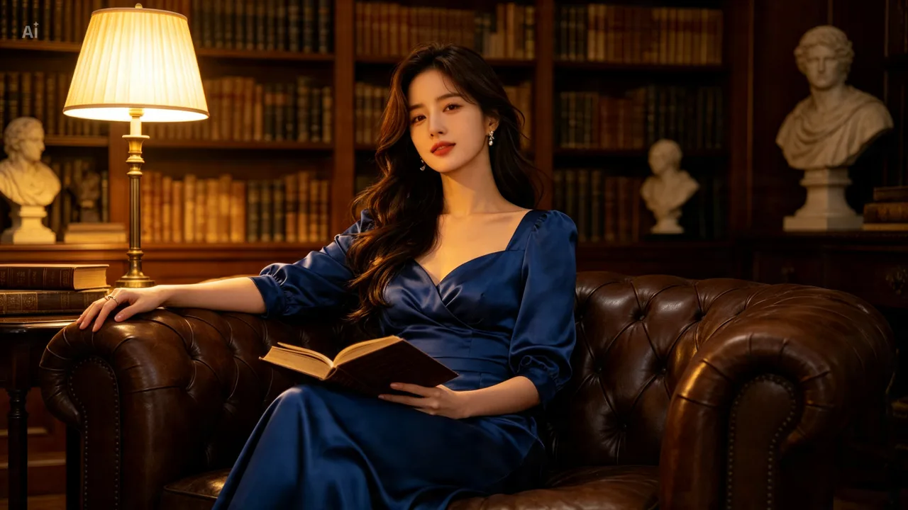 수영점 북카페 라운지에서 독서하는 모습